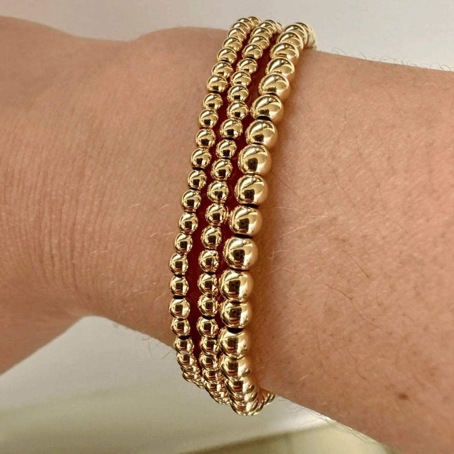 433 Gold Bead Bracelet Stack