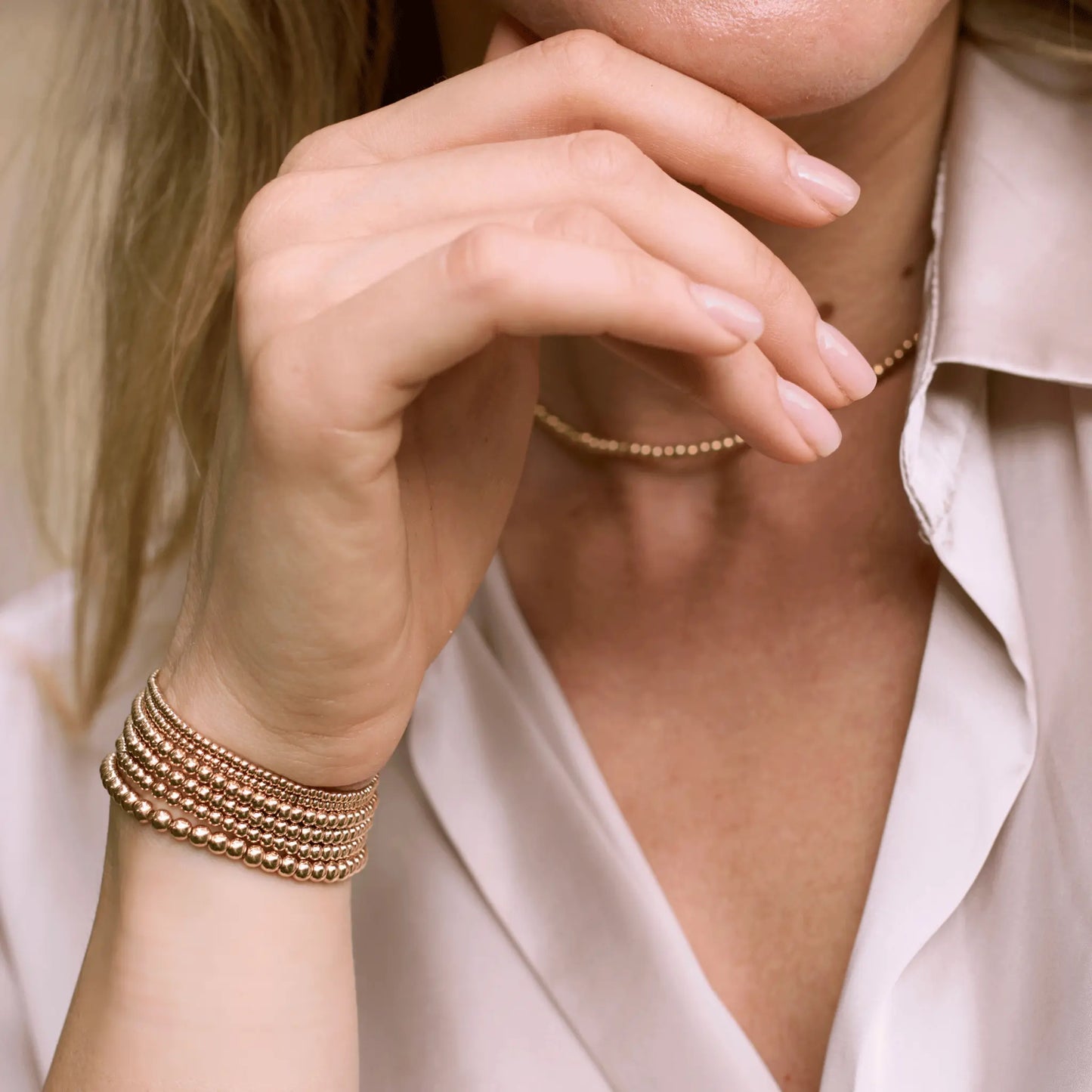 433 Gold Bead Bracelet Stack