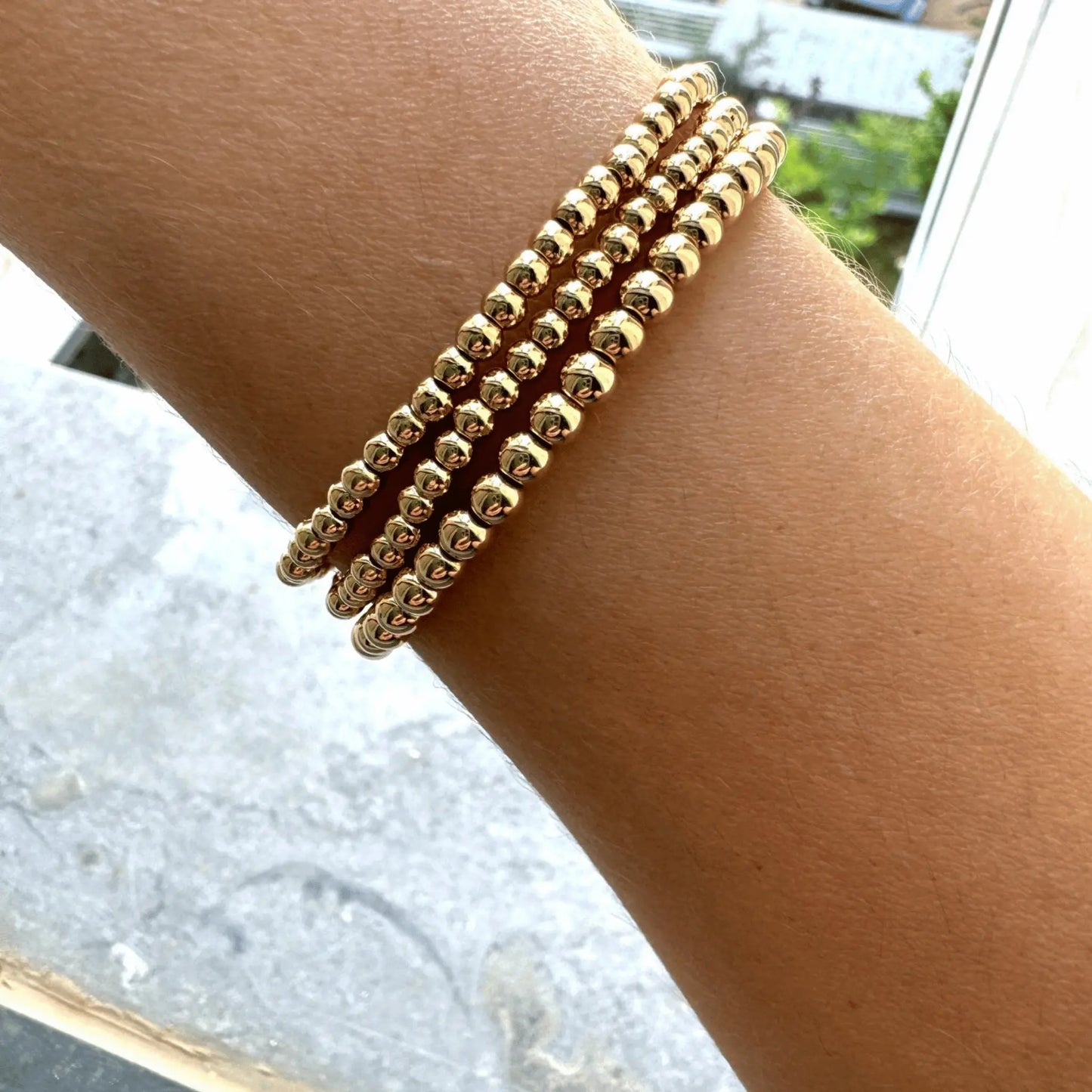 433 Gold Bead Bracelet Stack
