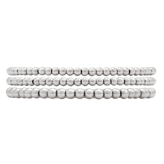 433 Silver Bead Bracelet Stack - CLAYCALI