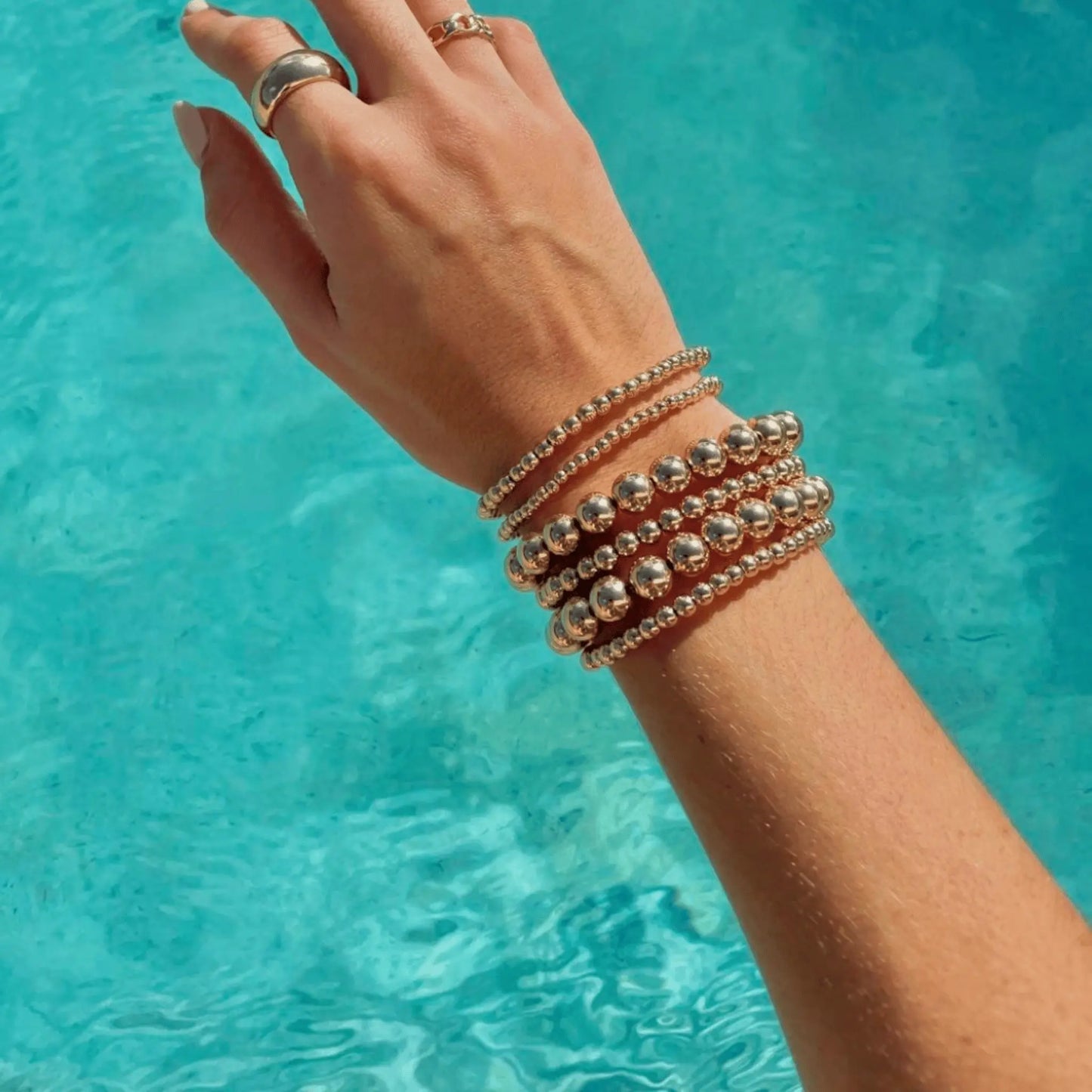 8MM Gold Bead Bracelet