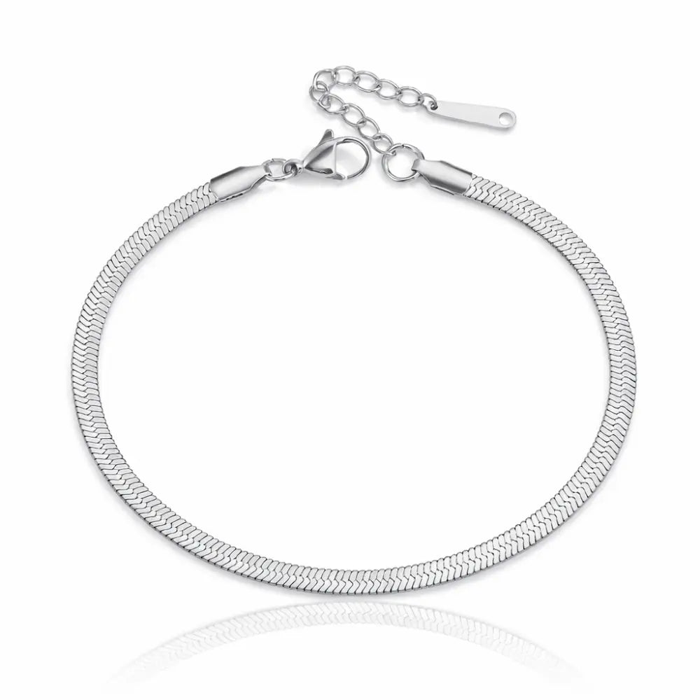 Nyla Gold Herringbone Anklet - CLAYCALI