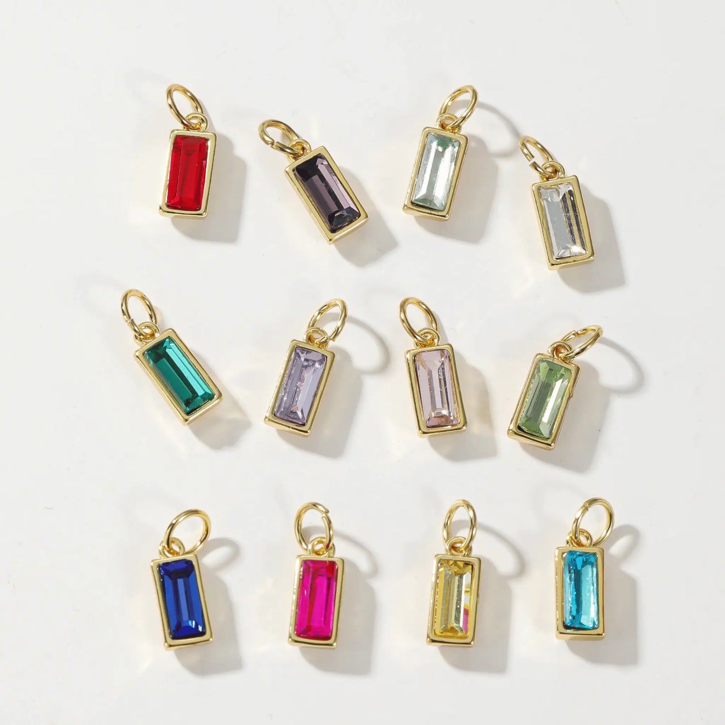 Dainty Baguette Birthstone Charm
