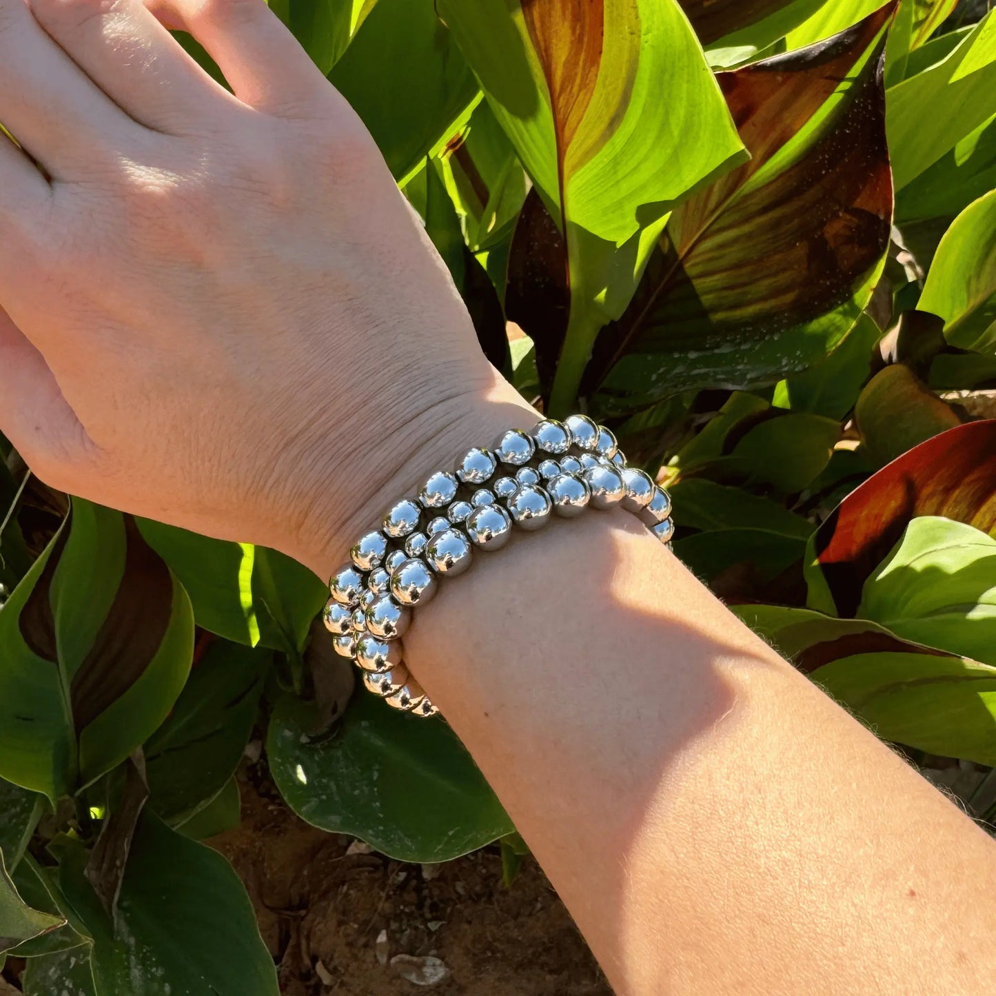 858 Silver Bead Bracelet Stack