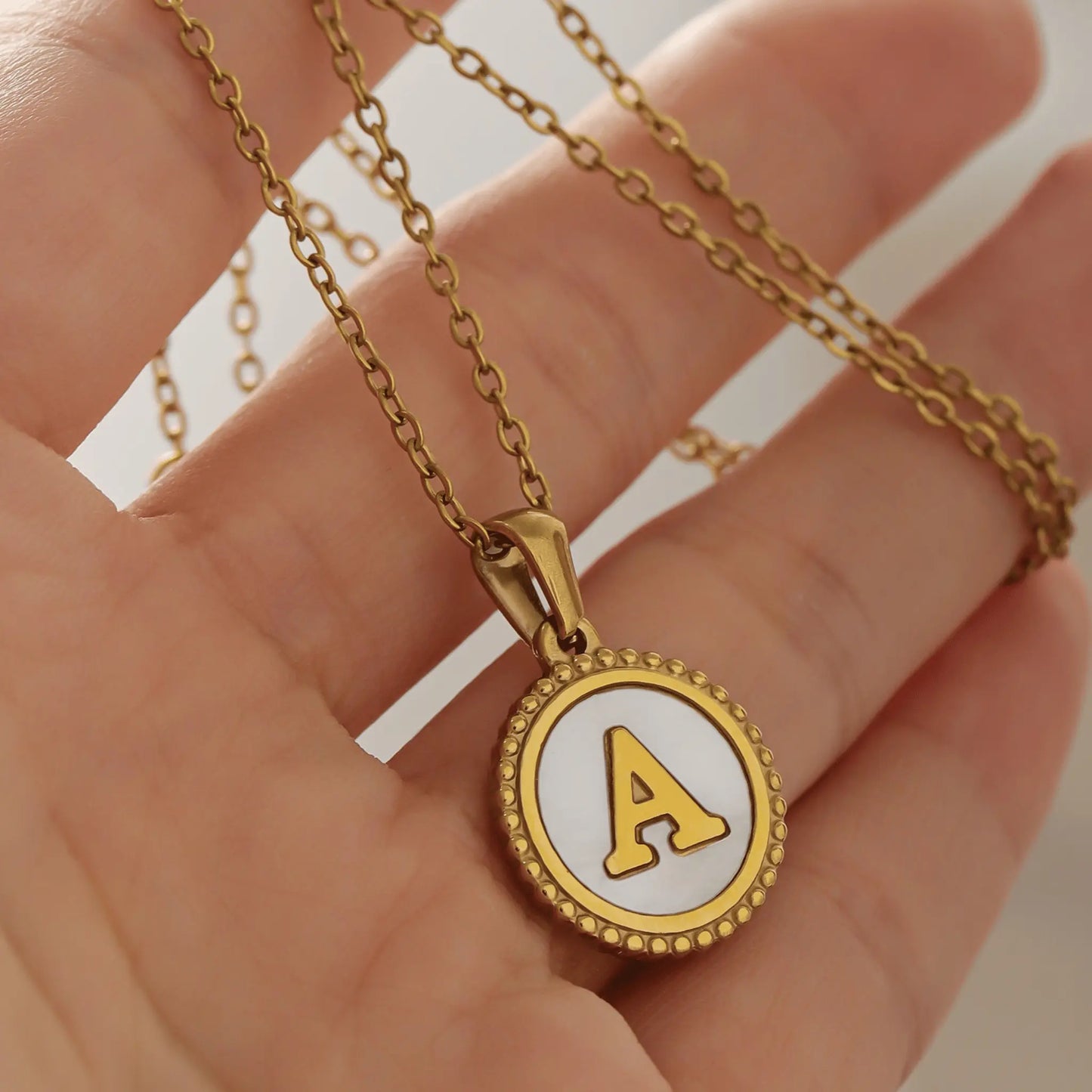 Mother of Pearl Initial Necklace
