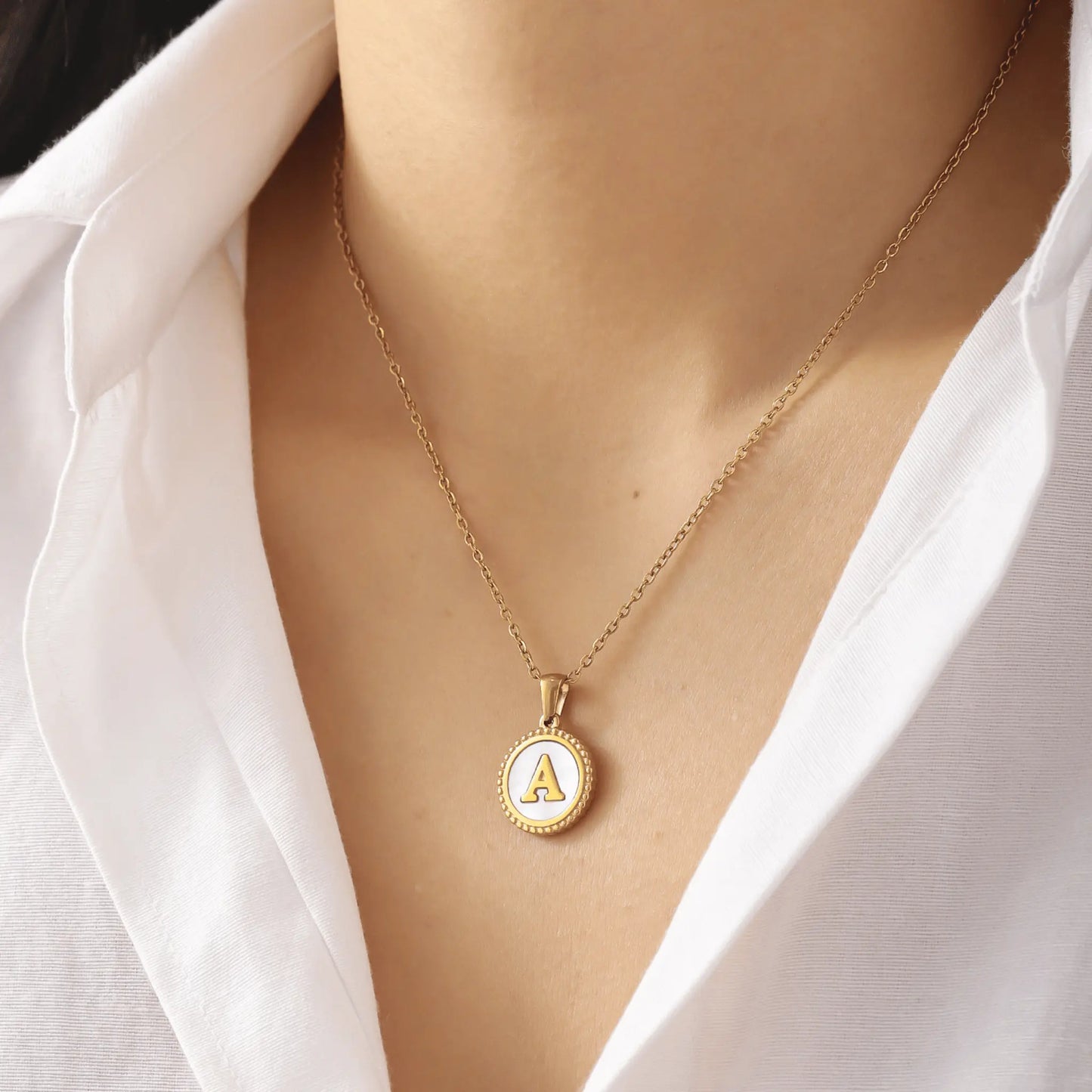 Mother of Pearl Initial Necklace