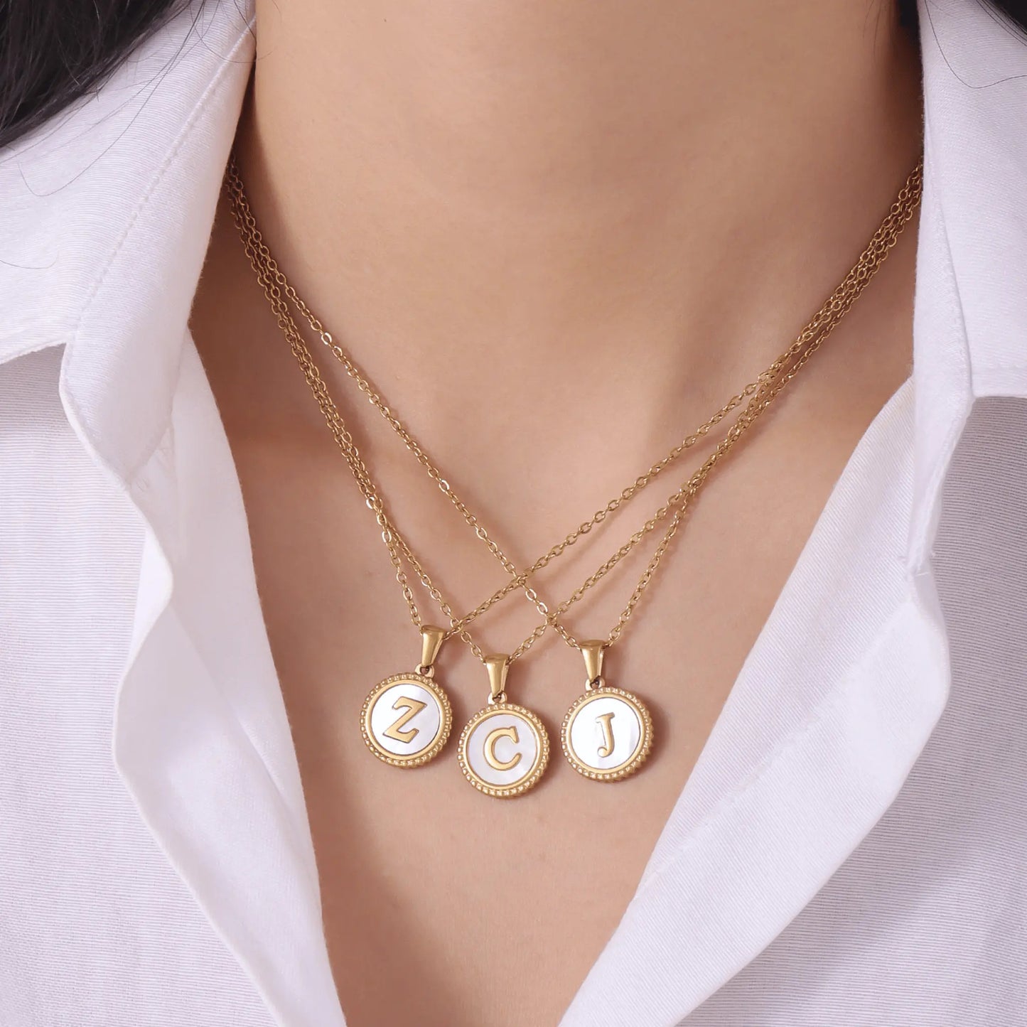 Mother of Pearl Initial Necklace