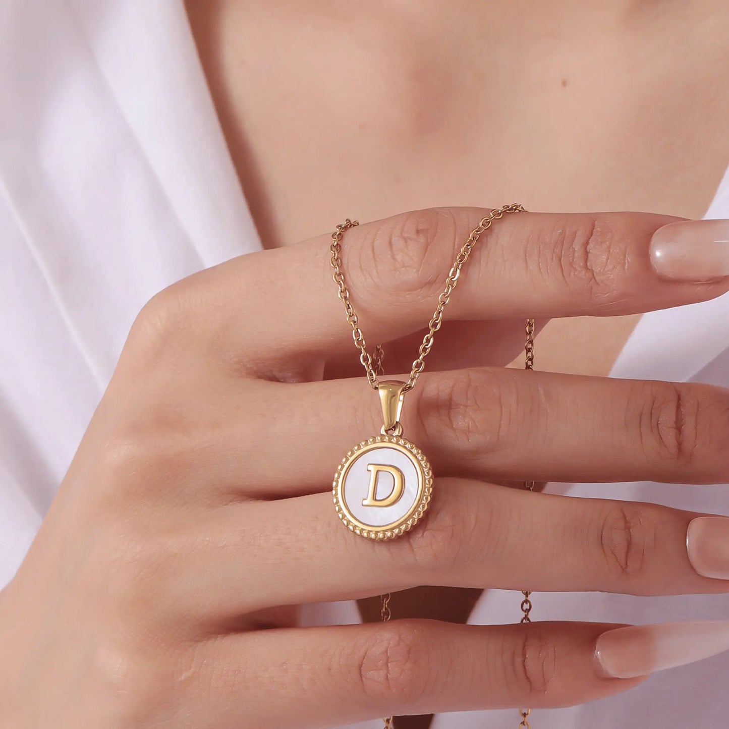 Mother of Pearl Initial Necklace