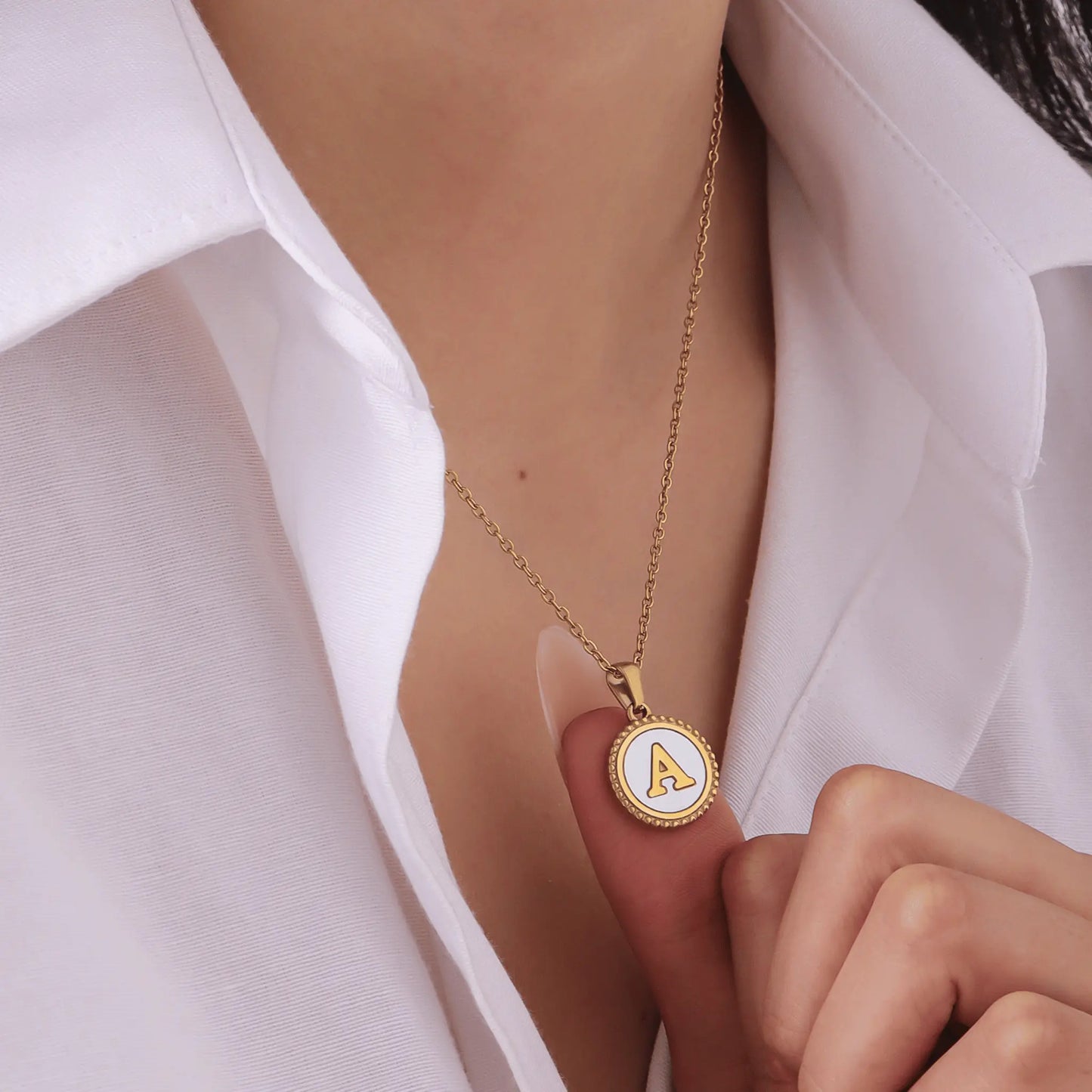 Mother of Pearl Initial Necklace