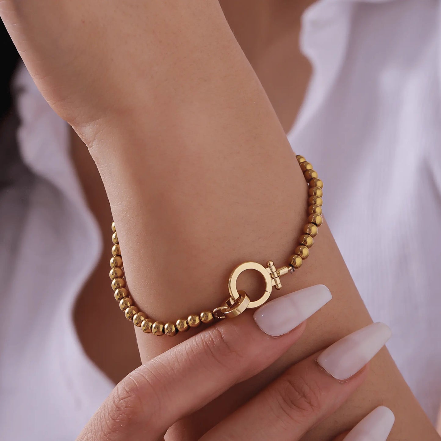 Claycali Gold Beaded Bracelet