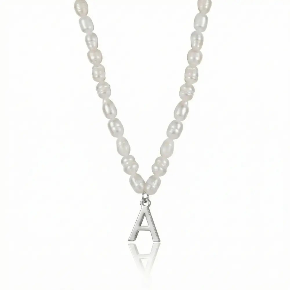 Statement Initial Pearl Necklace - CLAYCALI