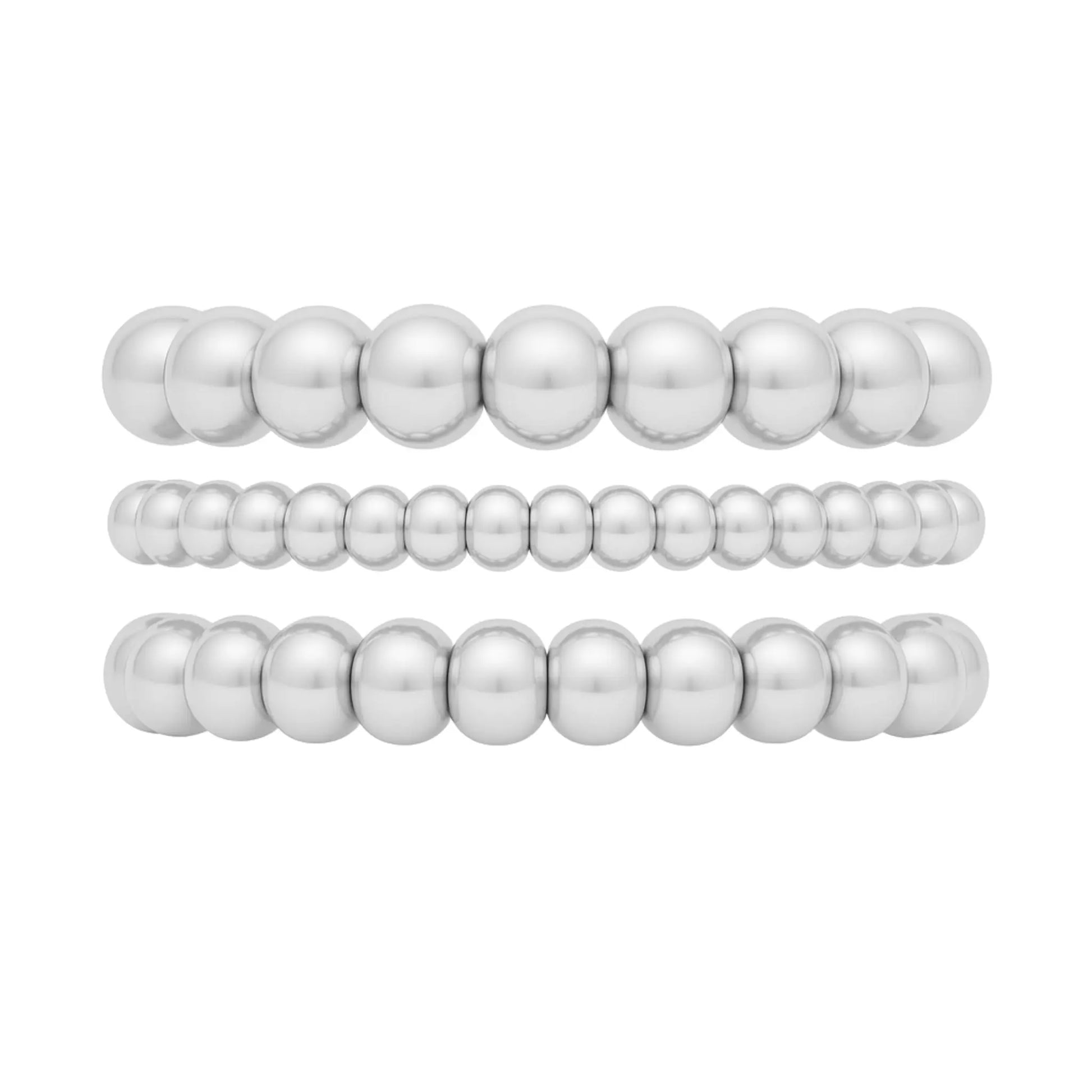 858 Silver Bead Bracelet Stack - CLAYCALI