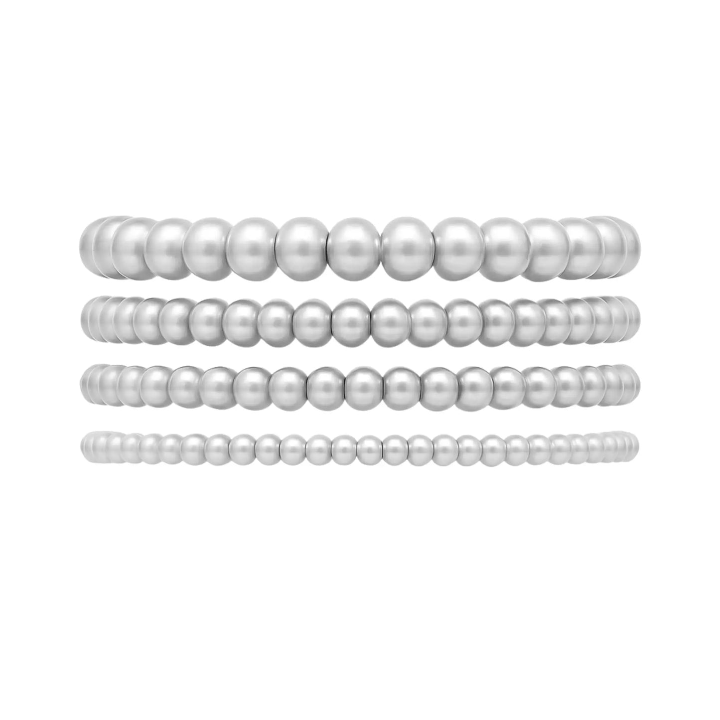 8543 Silver Bead Bracelet Stack