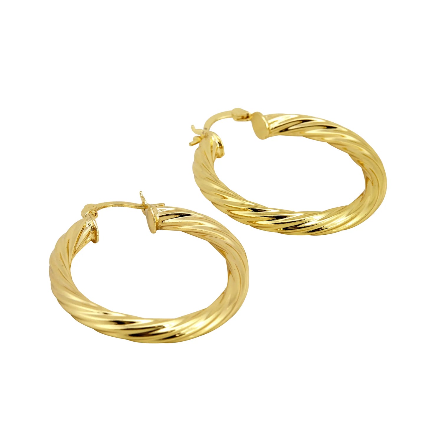 18K Gold Twisted Hoops