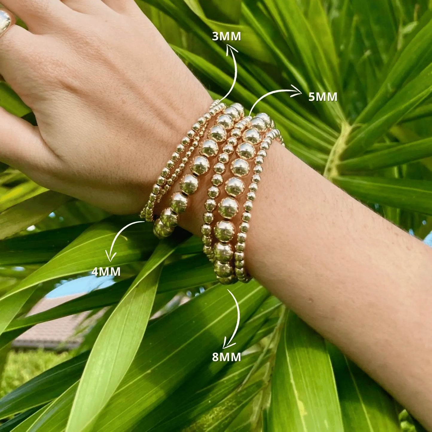 8543 Gold Bead Bracelet Stack