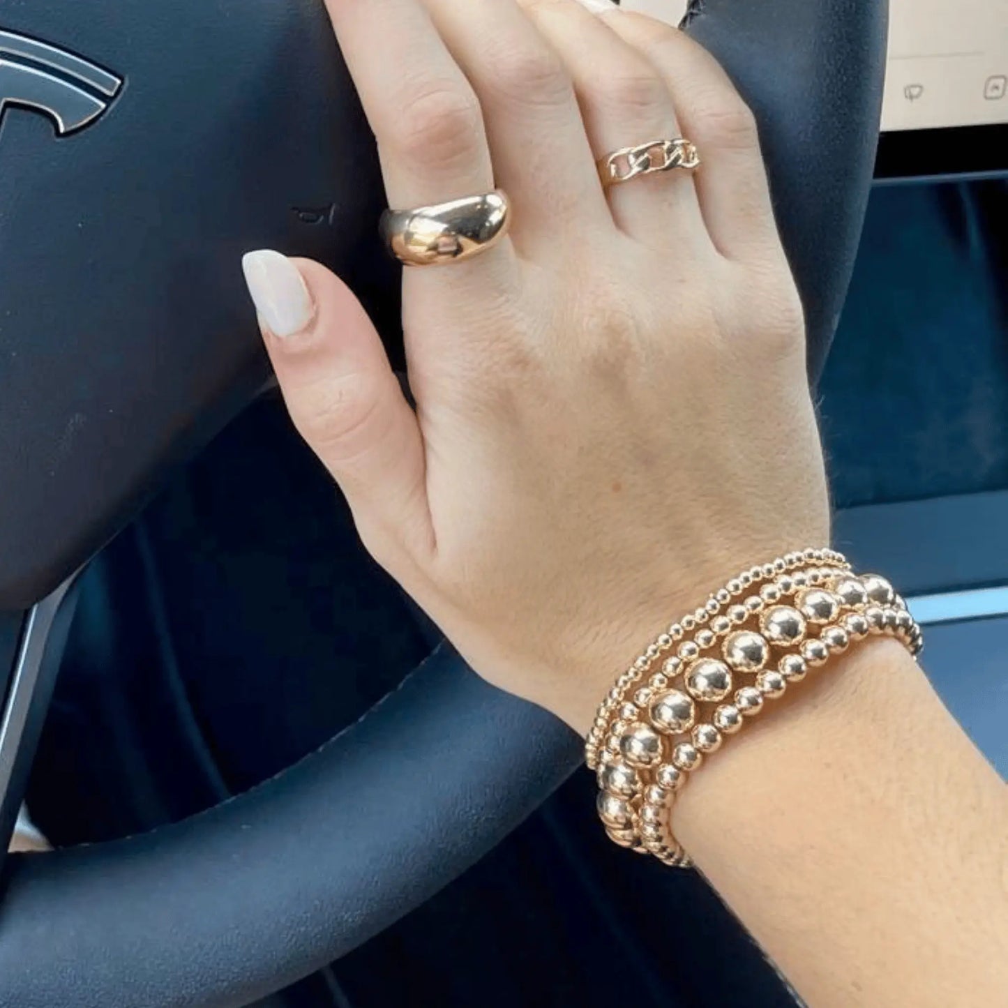 8543 Gold Bead Bracelet Stack