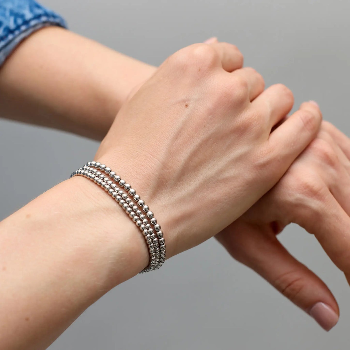 4MM Silver Bead Bracelet - CLAYCALI