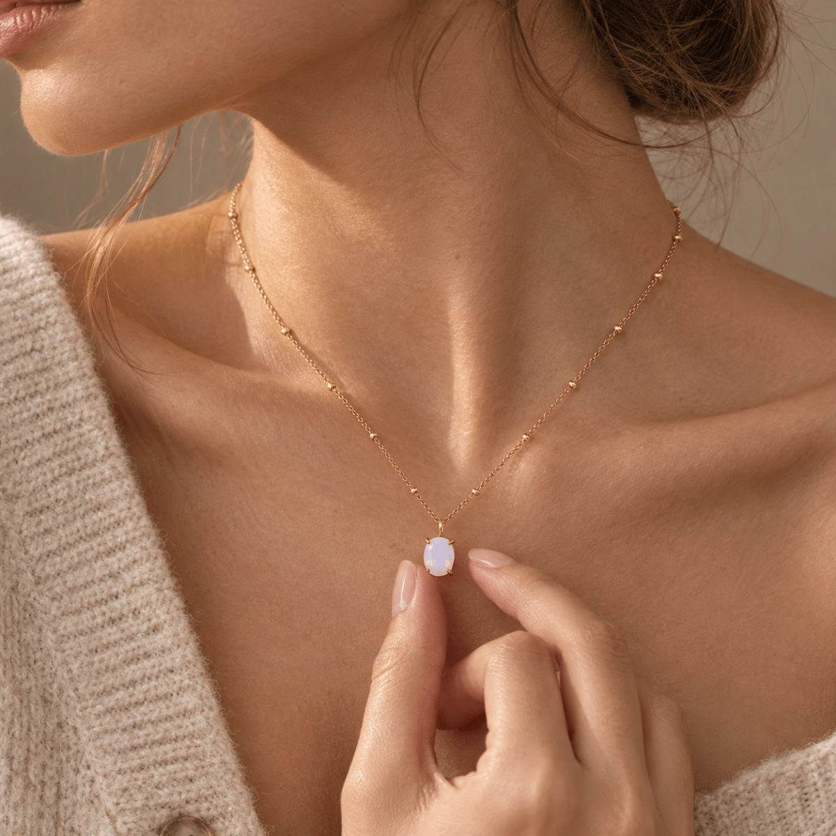 Opal Solitaire Necklace - CLAYCALI