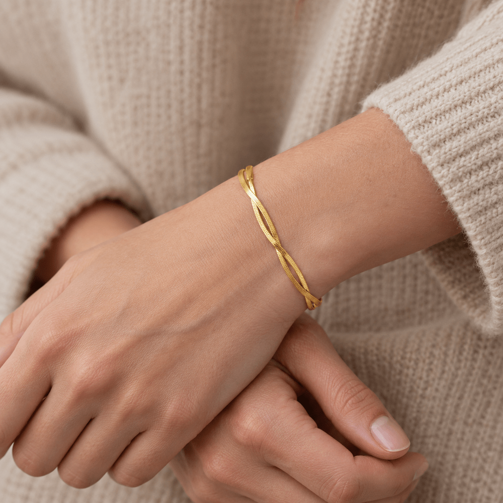 Tatum Double Snake Chain Layered Bracelet - CLAYCALI