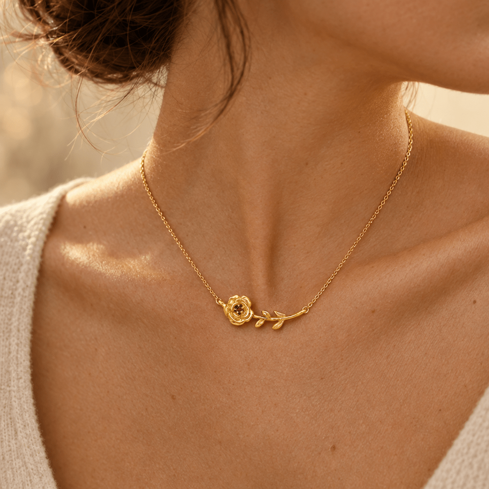 Emma Dainty Birthflower Necklace - CLAYCALI