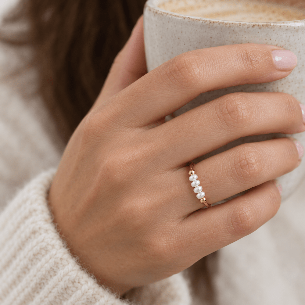 Addie Mini Pearl Row Ring - CLAYCALI
