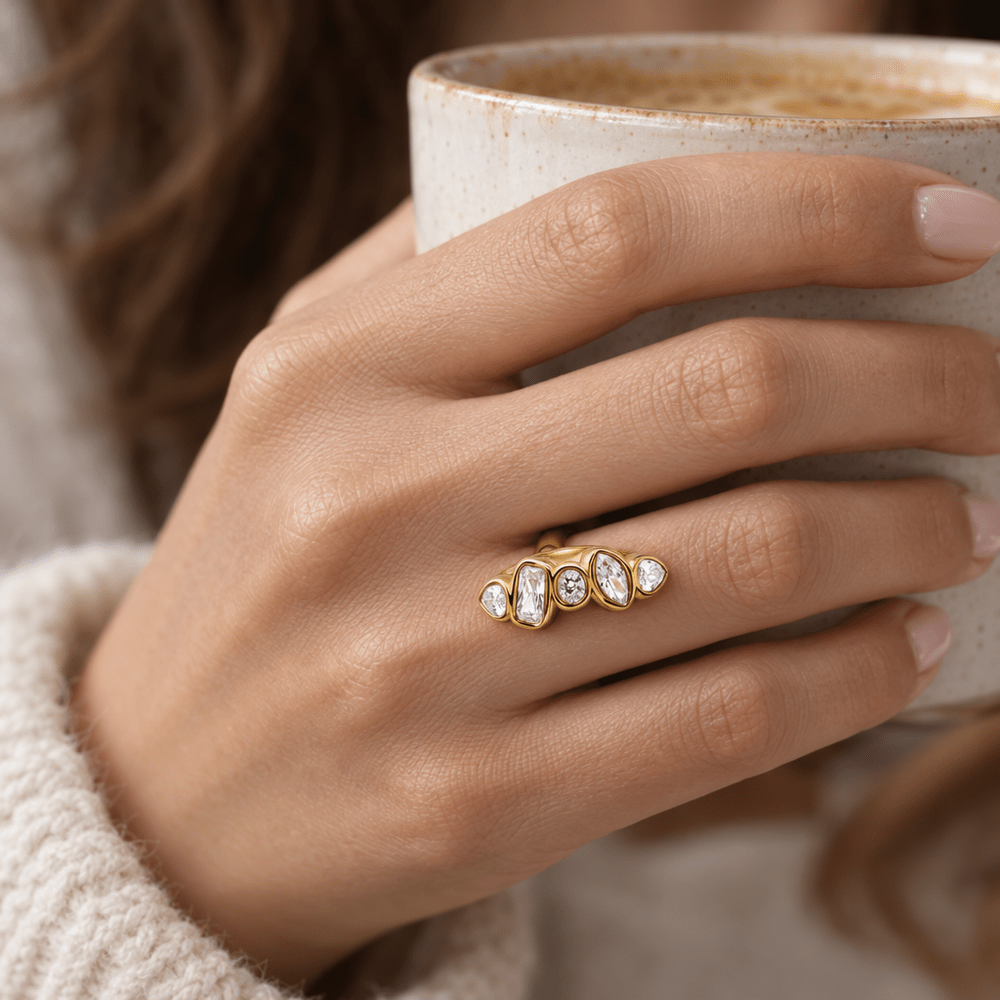 Goldie Confetti Stone Ring - CLAYCALI