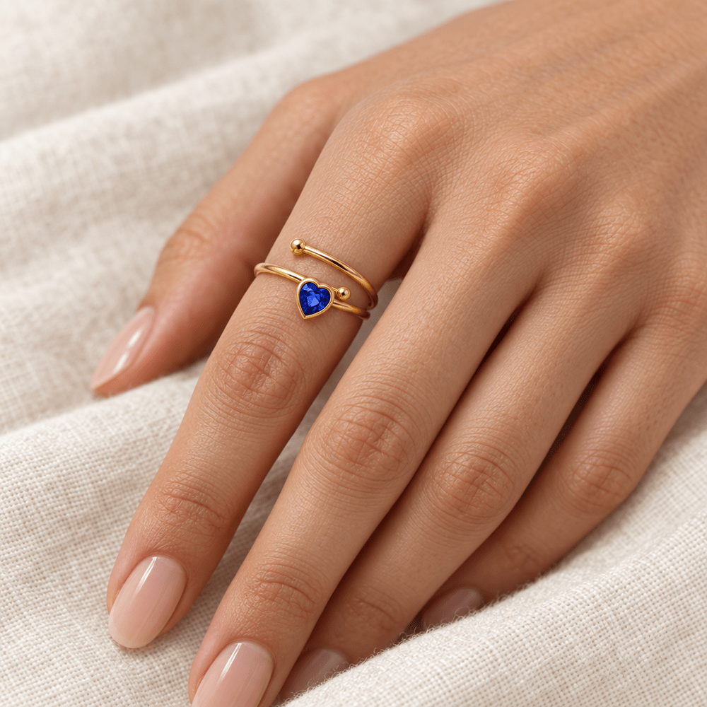 Natalie Solo Heart Birthstone Ring - CLAYCALI