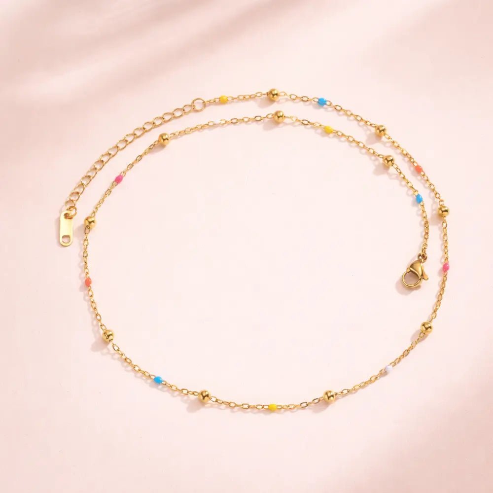 Solara Beaded Gold Necklace - CLAYCALI