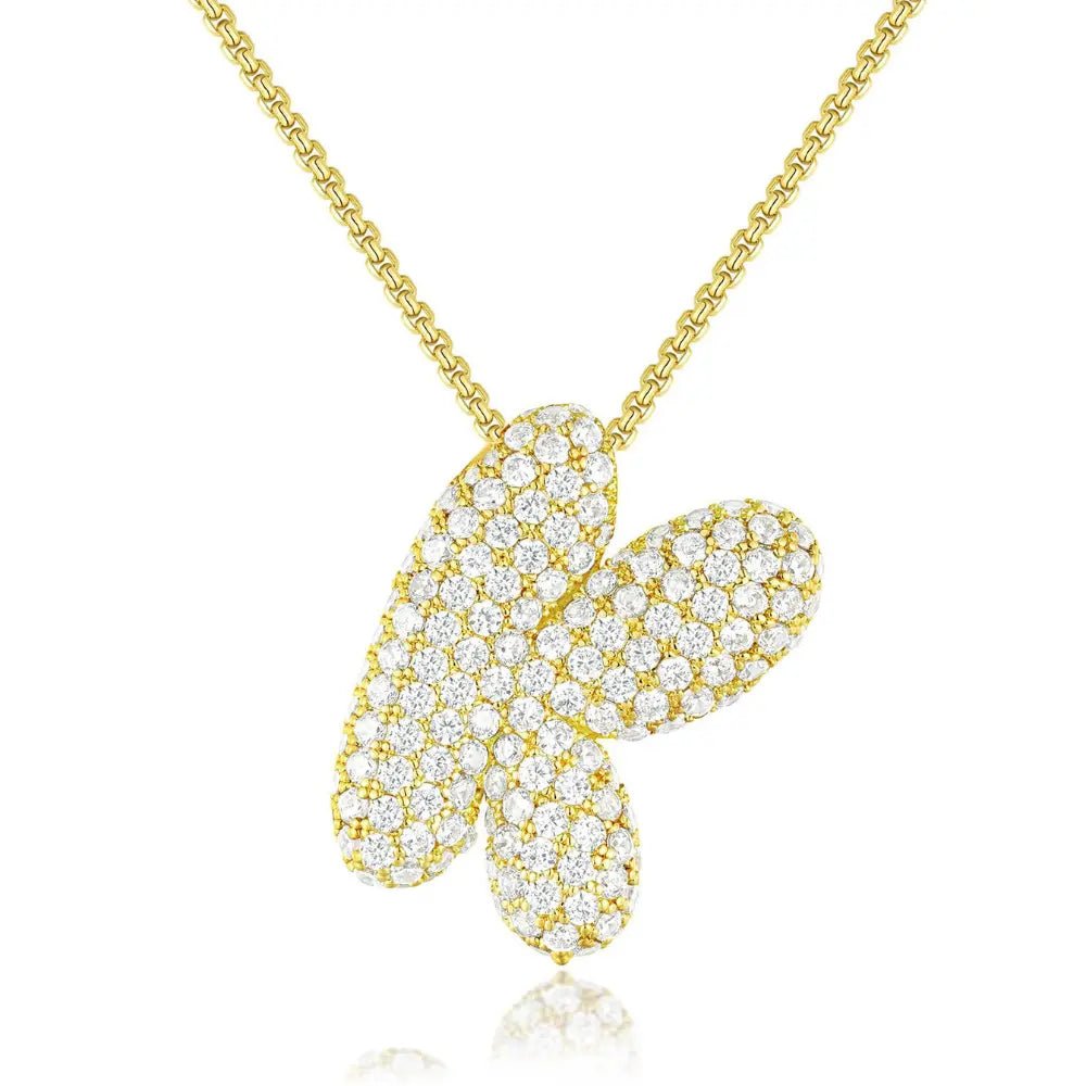 Bubble Initial Diamond Necklace - CLAYCALI