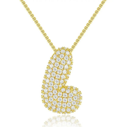 Bubble Initial Diamond Necklace - CLAYCALI