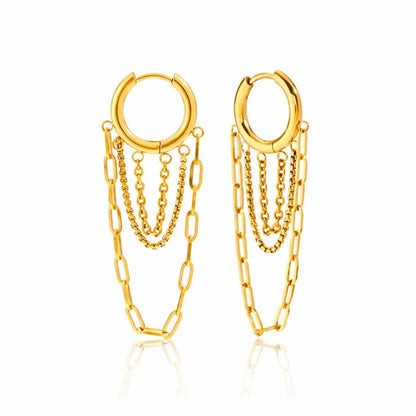 Alina Link Chain Hoops - CLAYCALI