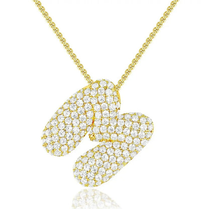 Bubble Initial Diamond Necklace - CLAYCALI