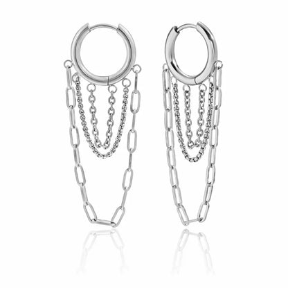 Alina Link Chain Hoops - CLAYCALI