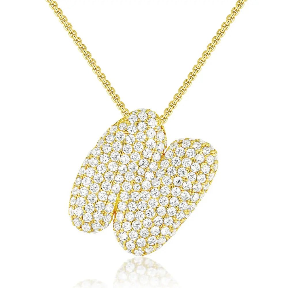 Bubble Initial Diamond Necklace - CLAYCALI