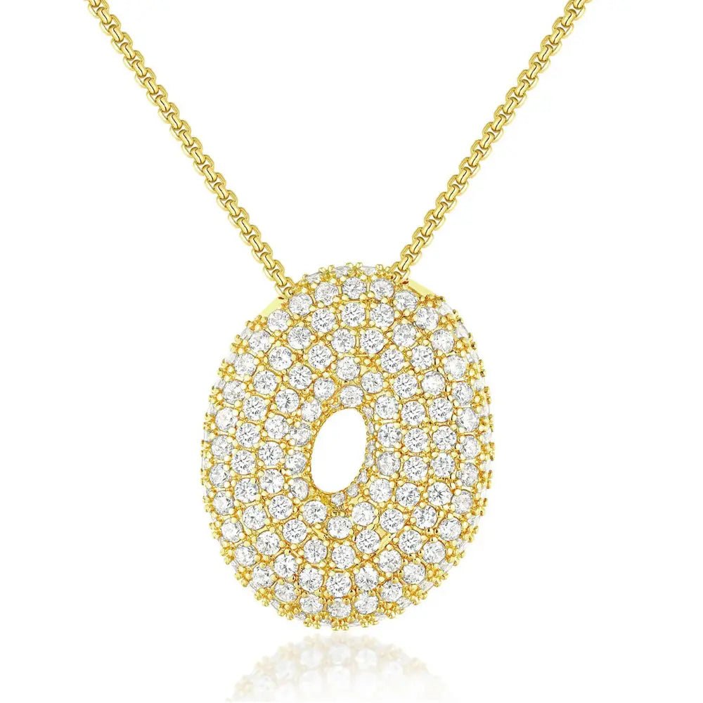Bubble Initial Diamond Necklace - CLAYCALI