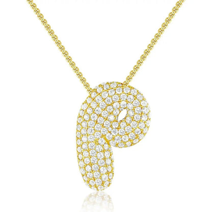 Bubble Initial Diamond Necklace - CLAYCALI