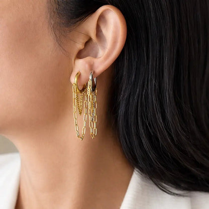 Alina Link Chain Hoops - CLAYCALI
