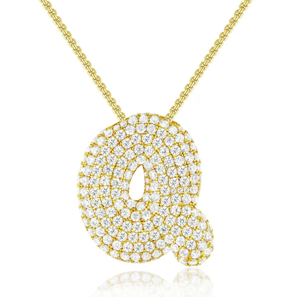 Bubble Initial Diamond Necklace - CLAYCALI