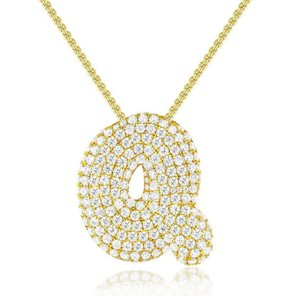 Bubble Initial Diamond Necklace - CLAYCALI