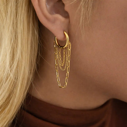 Alina Link Chain Hoops - CLAYCALI