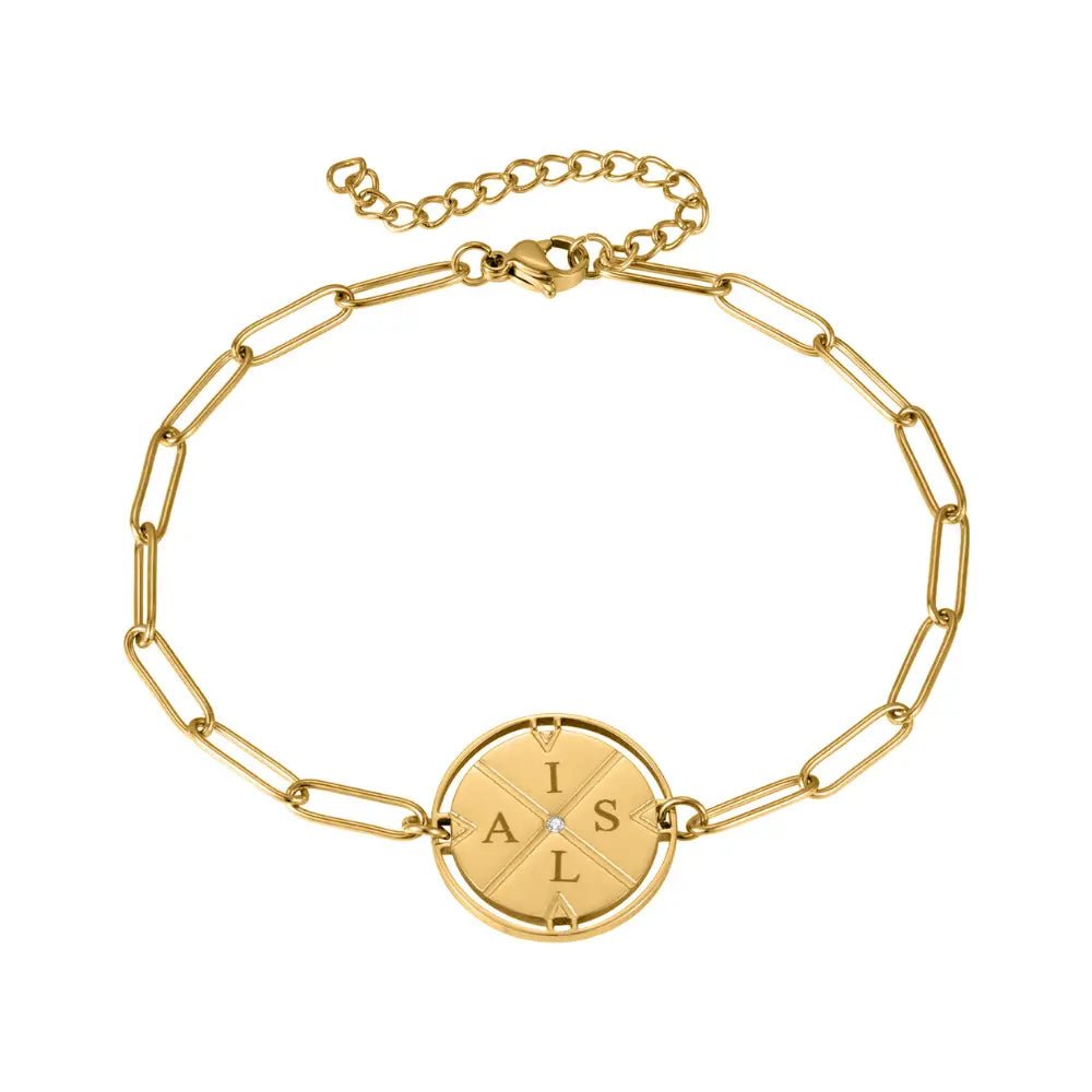 Engraved Compass Bracelet - CLAYCALI