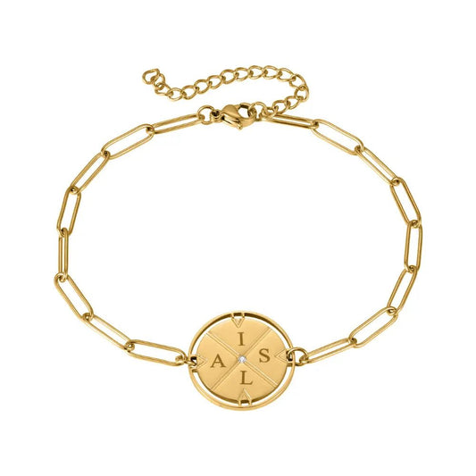 Engraved Compass Bracelet - CLAYCALI