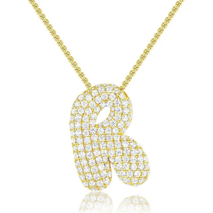 Bubble Initial Diamond Necklace - CLAYCALI