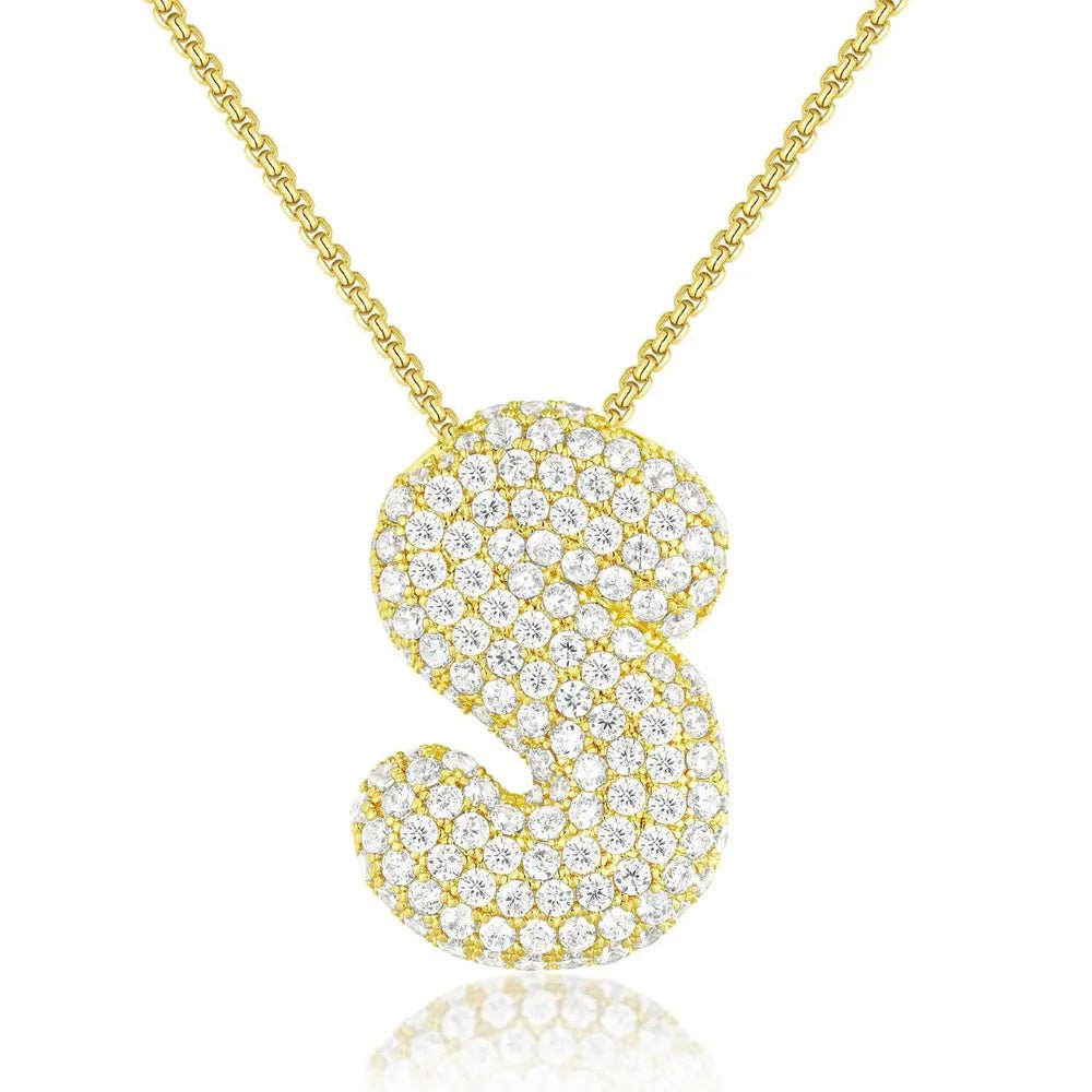 Bubble Initial Diamond Necklace - CLAYCALI