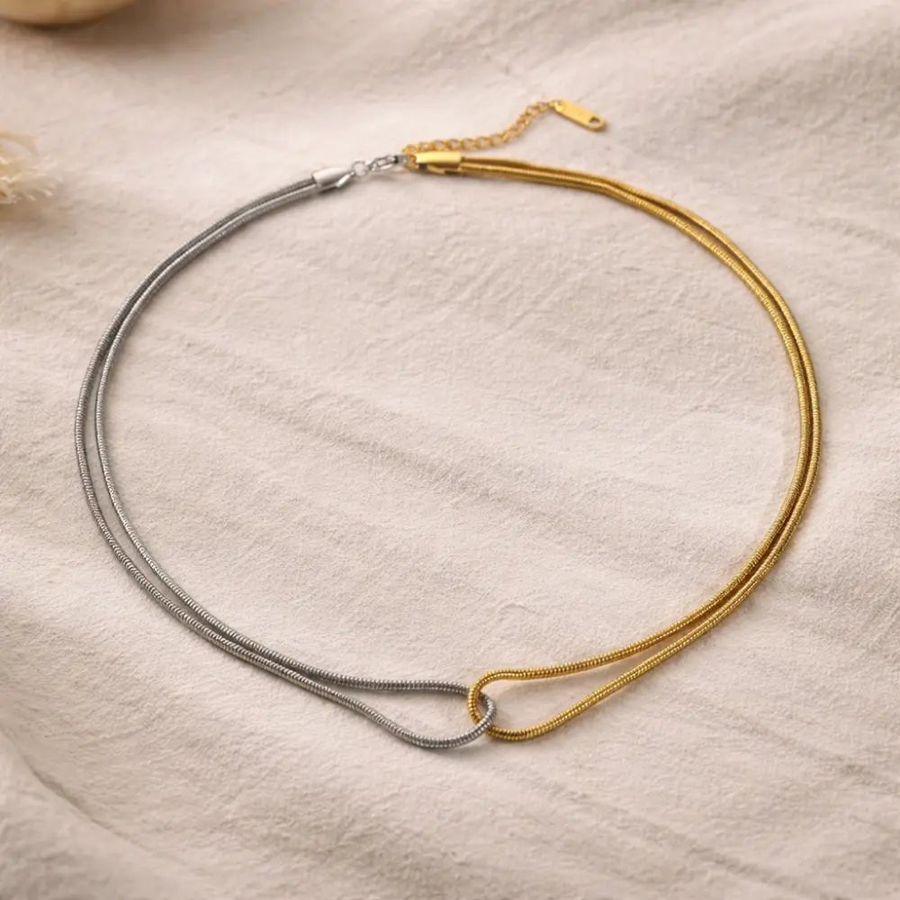 Lucienne Two - Tone Necklace - CLAYCALI