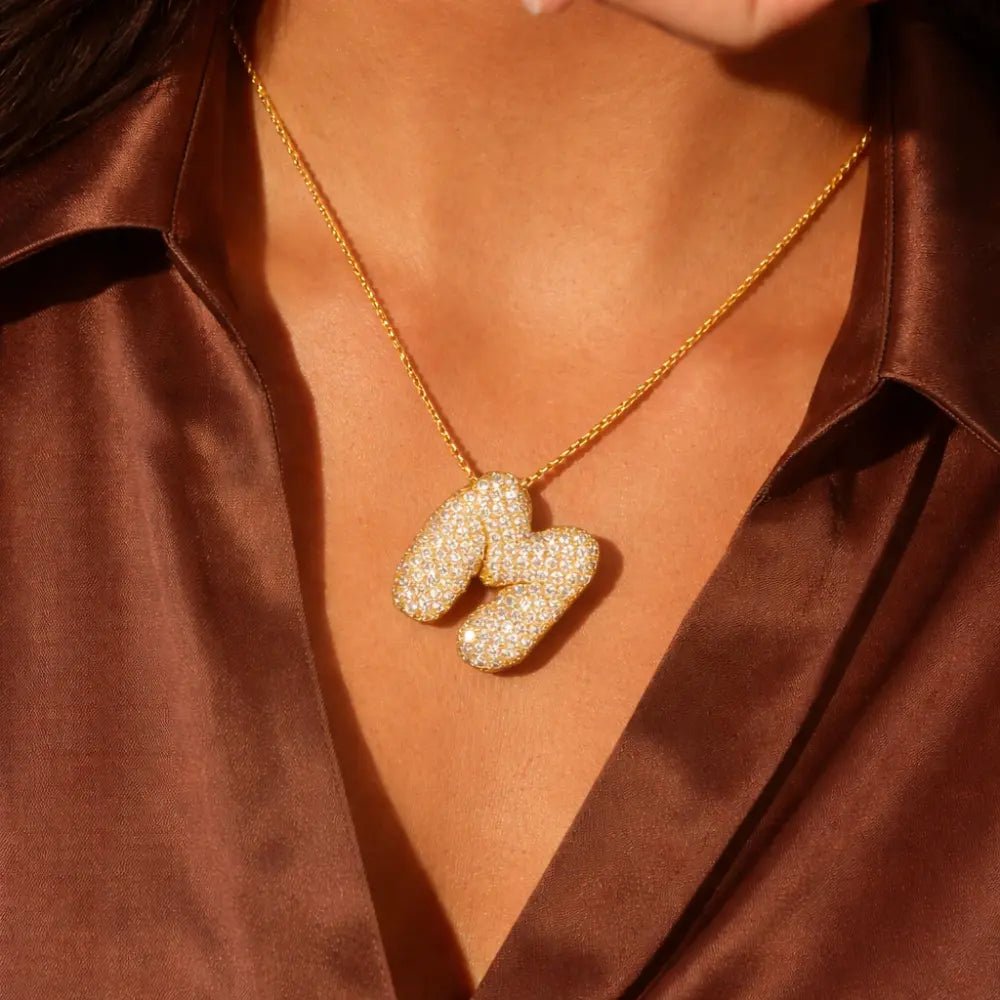 Bubble Initial Diamond Necklace - CLAYCALI
