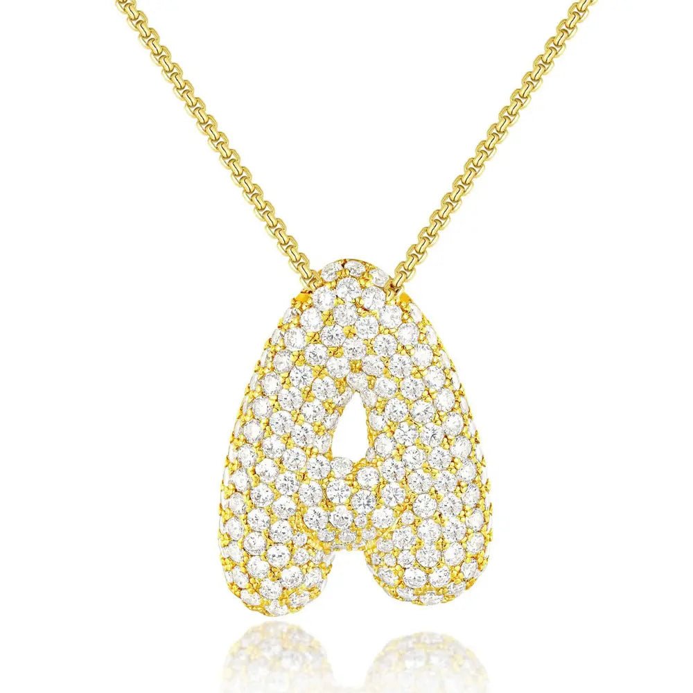 Bubble Initial Diamond Necklace - CLAYCALI