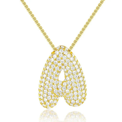 Bubble Initial Diamond Necklace - CLAYCALI