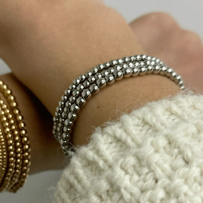 433 Silver Bead Bracelet Stack
