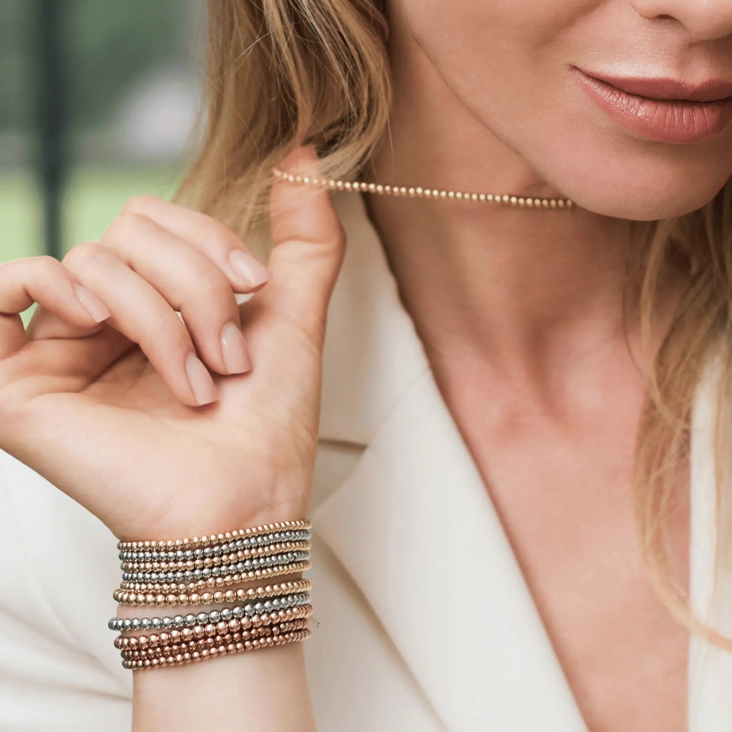 3MM Gold Bead Necklace - CLAYCALI